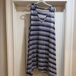 Beach cover up- Striped V-Neck Sleeveless Tunic cover up